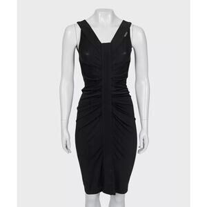 Galliano Black Draped Bodycon Mini Dress - Size XS